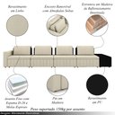 Ver imagem 3 de Sofá Ilha com Encosto e Almofadas Móveis Olimpo 465cm Modulado Linho/pu Bege/preto G45 - Gran Belo