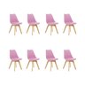 Kit 8 Cadeiras Saarinen Wood Estofada Pés de Madeira - Rosa - 1