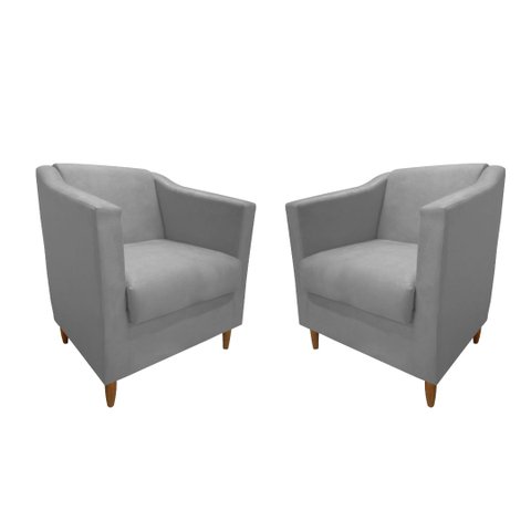Kit 02 Poltronas Titânio Suede Cinza