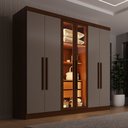 Ver imagem 3 de Guarda-Roupa Casal Reflecta com LED 06 Portas 02 Gavetas França Off White/Cinamomo