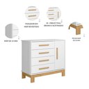 Ver imagem 6 de Quarto Completo Bebê Infantil Q Encanto Berço Vira Cama Guarda Roupas e Cômoda Sapateira Qmovi