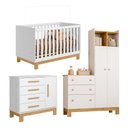 Ver imagem 2 de Quarto Completo Bebê Infantil Q Encanto Berço Vira Cama Guarda Roupas e Cômoda Sapateira Qmovi