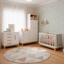 Ver imagem 1 de Quarto Completo Bebê Infantil Q Encanto Berço Vira Cama Guarda Roupas e Cômoda Sapateira Qmovi
