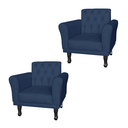 Ver imagem 1 de Jogo 2 Poltronas Decorativas Para Sala de Espera Classic Suede Azul Marinho - LM DECOR