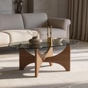 Ver imagem 3 de Mesa de Centro para Sala de Estar 100cm Tampo de Vidro Orgânico Livina A05 Cinamomo - Lyam Decor
