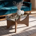 Ver imagem 4 de Mesa de Centro para Sala de Estar 100cm Tampo de Vidro Orgânico Livina A05 Cinamomo - Lyam Decor