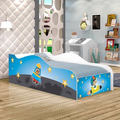 Mini Cama Fun Astronauta e Foguete Infantil Com Colchão
