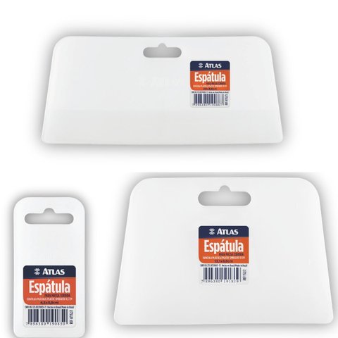 Kit Espátula Plástica Celulóide para Massa Corrida 4,5 Cm, 13,1 Cm e 20 Cm
