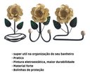Ver imagem 3 de Kit 3 Peças para Banheiro com Flores em Ferro:bege