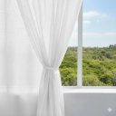 Ver imagem 2 de Cortina Voil Gaze Linho com Forro Microfibra 4,00m X 2,60m Branca