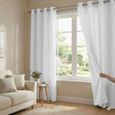 Ver imagem 3 de Cortina Voil Gaze Linho com Forro Microfibra 4,00m X 2,60m Branca