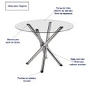 Ver imagem 2 de Mesa de Jantar ou Cozinha Pé Palito para 4 Lugares Cromada com Tampo de Vidro Redondo 90cm Poltronas