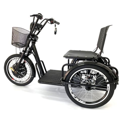 Triciclo Elétrico Fox 800w Freio-disco e Ré Preto - Duos Bike