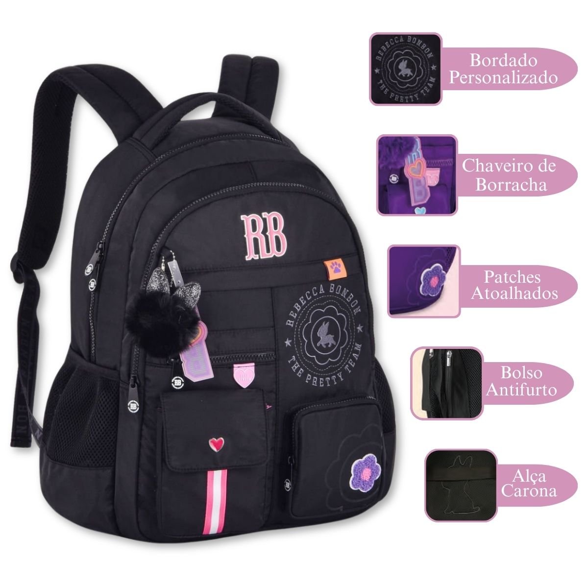 Mochila Rebecca Bonbon Bolsa Escolar Feminina Juvenil Adoles - 2