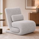 Ver imagem 2 de Poltrona Fluxo Bouclé Cinza | Courino Caramelo - Sallar Home
