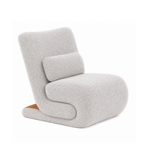 Poltrona Fluxo Bouclé Cinza | Courino Caramelo - Sallar Home