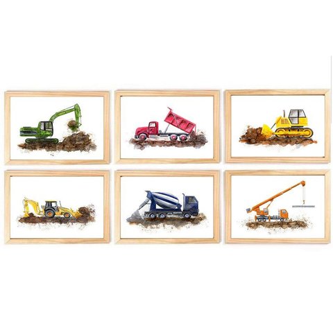 Kit Quadro Transporte Infantil Decorativo Quarto Criança Enxoval Bebê Menino