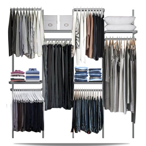 Closet Arara Aramado Trilho Parede Super Resistente Moderno - 2,50m - Branco