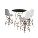 Ver imagem 1 de Jogo Mesa Bistrô Eames Preta 60Cm 3 Banquetas Branca Base Ferro Cobre - Cor: Preto