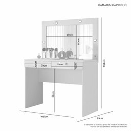 Penteadeira Camarim Gaveta com Chave e Iluminação Led Capricho Off White - Jcm - 4