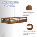 Ver imagem 3 de Cama Solteiro de Madeira Natural com Proteção Lateral Ideal para Quarto Infantil com Colchão 188x88