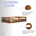 Ver imagem 3 de Cama Solteiro de Madeira Natural com Proteção Lateral Ideal para Quarto Infantil com Colchão 188x88