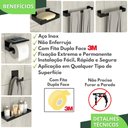 Ver imagem 4 de Kit Acessórios Para Banheiro Com Adesivo 6 Peças Preto ELG
