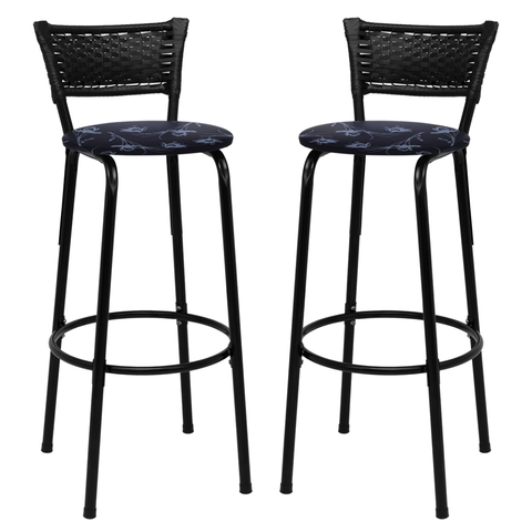 Kit 2 Banquetas para Bancada Banco Alto Junco Preto Balcão Cozinha Gourmet Bar Área de Lazer Piscina
