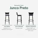 Ver imagem 3 de Kit 2 Banquetas para Bancada Banco Alto Junco Preto Balcão Cozinha Gourmet Bar Área de Lazer Piscina