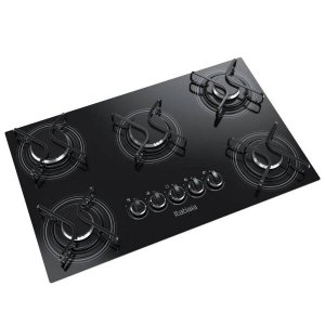 Cooktop Itatiaia 5 Bocas Vidro Preto Chama Rápida Bivolt