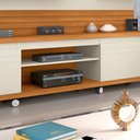 Ver imagem 4 de Home Theater Tv de até 55 Polegadas Pés em Rodízios Quatro Prateleiras Cedro - Giga Móveis:off White