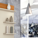 Ver imagem 5 de Home Theater Tv de até 55 Polegadas Pés em Rodízios Quatro Prateleiras Cedro - Giga Móveis:off White