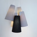 Ver imagem 3 de Lustre Pendente Listrado 5 Cúpulas Preto e Branco
