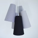 Ver imagem 2 de Lustre Pendente Listrado 5 Cúpulas Preto e Branco