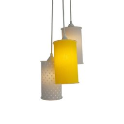 Lustre Pendente Luminária Cinza e Amarelo - 2 Lustre Pendente Luminária Cinza e Amarelo - 2