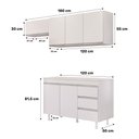 Ver imagem 4 de Cozinha Planejada Lux 3 Peças 100%mdf com Balcão Gabinete Tampo 120cm 3 Gavetas Branco - Desk Design