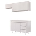 Ver imagem 1 de Cozinha Planejada Lux 3 Peças 100%mdf com Balcão Gabinete Tampo 120cm 3 Gavetas Branco - Desk Design