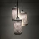 Ver imagem 3 de Lustre Pendente Luminária Cacho 3 Cúpulas Rendadas Bege