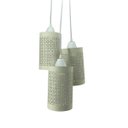 Ver imagem 2 de Lustre Pendente Luminária Cacho 3 Cúpulas Rendadas Bege