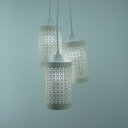Ver imagem 4 de Lustre Pendente Luminária Cacho 3 Cúpulas Rendadas Bege