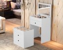 Ver imagem 2 de Penteadeira Maquiadora Porta Maquiagem com Banqueta Branca Casa e Bebê Shop Branco