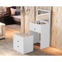 Ver imagem 2 de Penteadeira Maquiadora Porta Maquiagem com Banqueta Branca Casa e Bebê Shop Branco