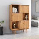 Ver imagem 3 de Armário Madeira Livros 3 Nichos Fecho Toque Madeira Freijó Simona Idimex