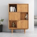 Ver imagem 2 de Armário Madeira Livros 3 Nichos Fecho Toque Madeira Freijó Simona Idimex