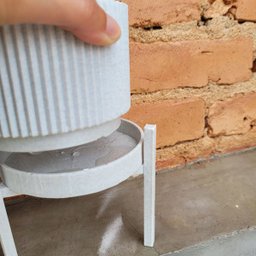 Conjunto de vasos Linhas - M - com pratinho e tripé - Branco Marmorizado - 2