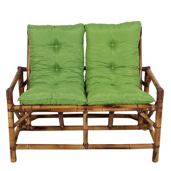 Sofá de Bambu 2 Lugares com Almofadas Verde MadeiraMadeira