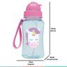 Garrafa Infantil 400ml Com Canudo de Silicone Para Bebê 12+ Meses Animal Fun Buba - Unicórnio - 4