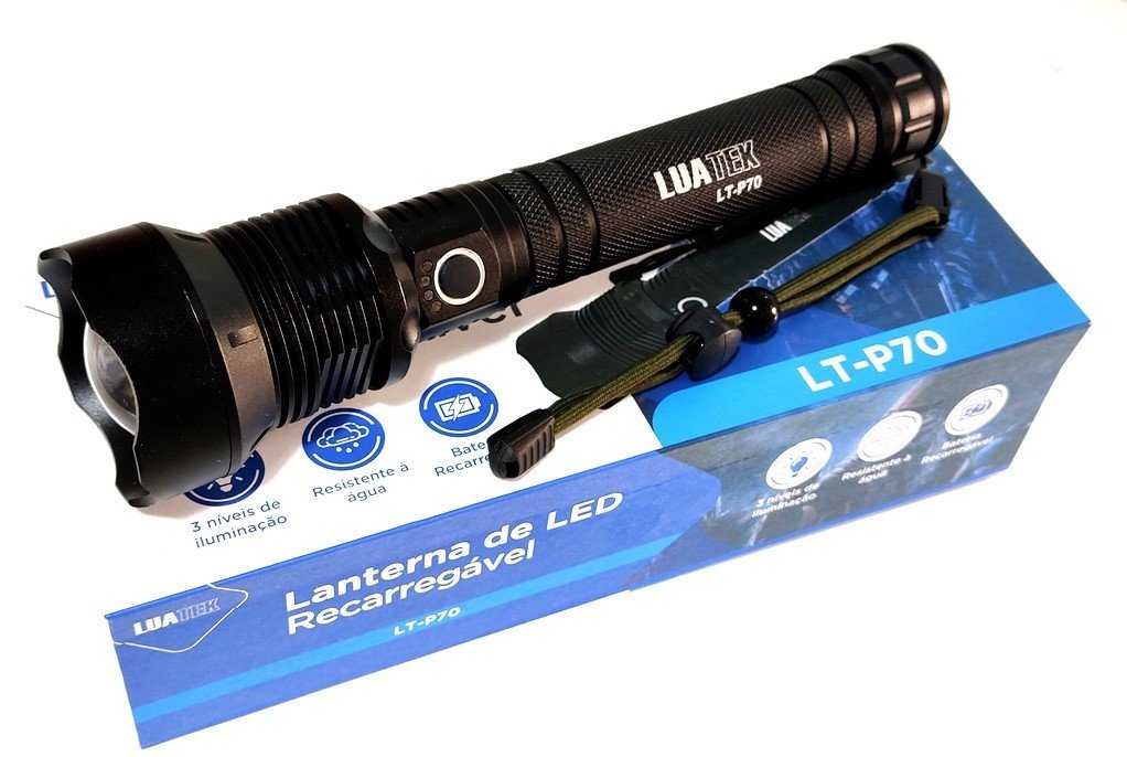 Lanterna Led P70 Super Potente Recarregável Sem Bateria Luatek P70 Lanterna Tática Potente Mais Fort - 5