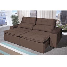 Sofá Retrátil e Reclinável 4 Lugares Alfa com Pillow Molas Assento Bpastor - Marrom - 2