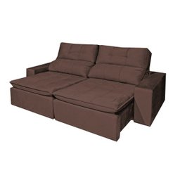 Sofá Retrátil e Reclinável 4 Lugares Alfa com Pillow Molas Assento Bpastor - Marrom - 1